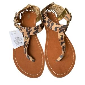 MOSSIMO Women’s Peace Sandals, Gold and Leopard Print